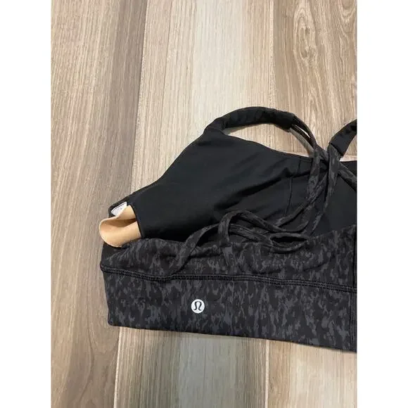 Lululemon Energy Bra Long Line *Medium Support Wild Thing Camo Deep Coal Size 6 - Picture 8 of 8
